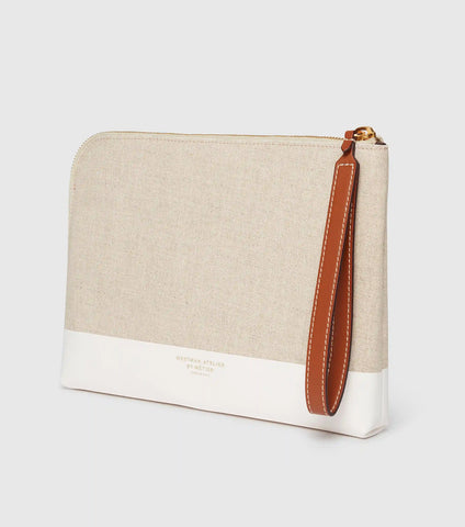 The Makeup Pouch - Linen and Crème