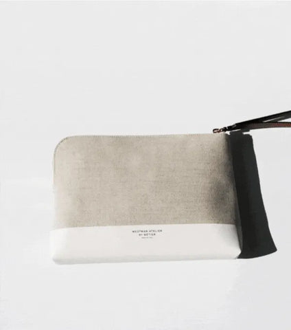 The Makeup Pouch - Linen and Crème